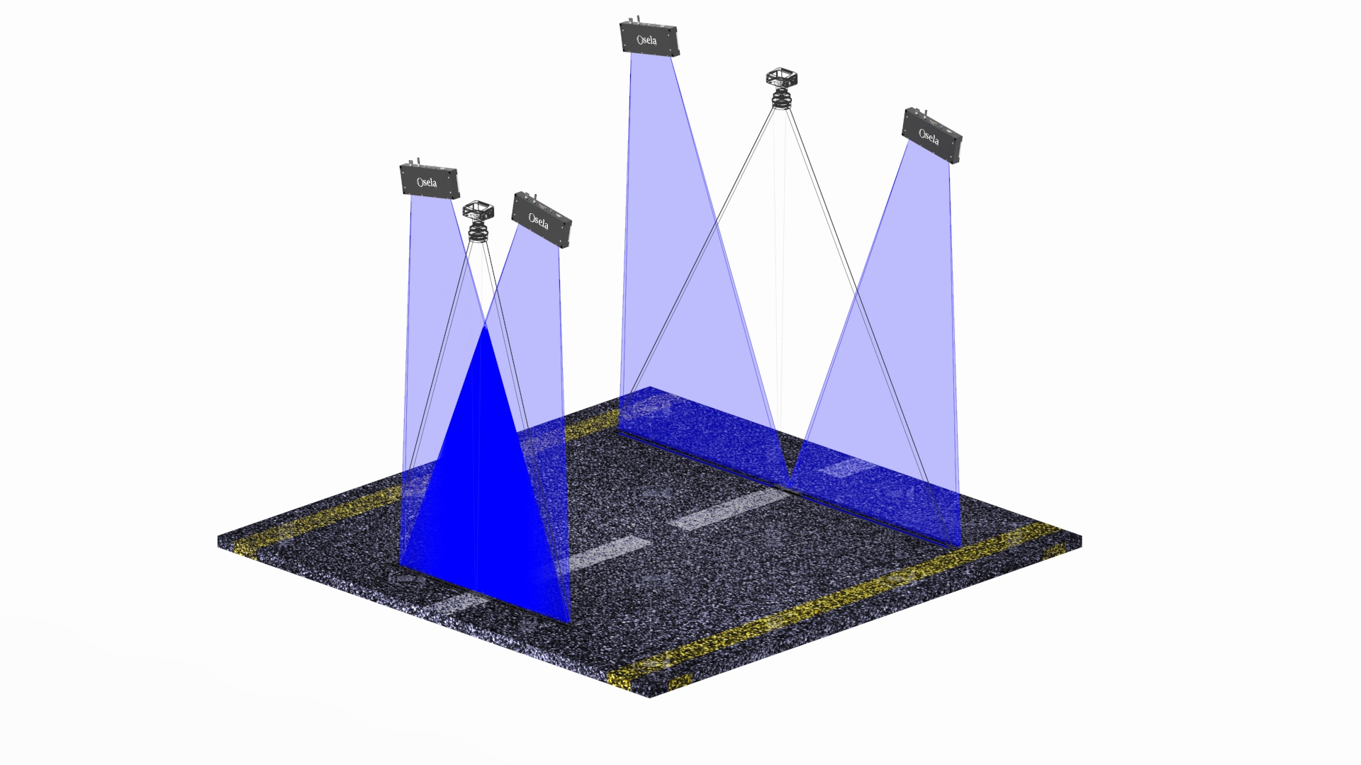 Projection examples for Long Range 2D machine vision illumination having high power density.