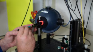 Integrated Power Sphere being used during Quality Control process for precise optical power verification